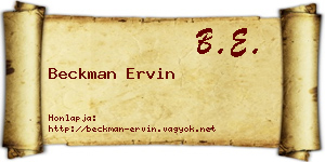 Beckman Ervin névjegykártya